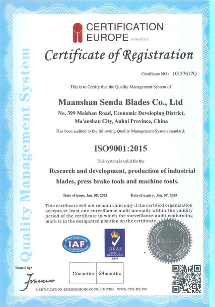 China Senda Group Co.，Ltd certification